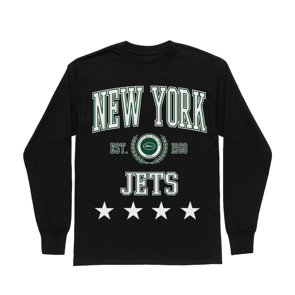 New York Jets Gameday Couture Women's Oversized Everyday Star Long Sleeve T-Shirt - Black discount