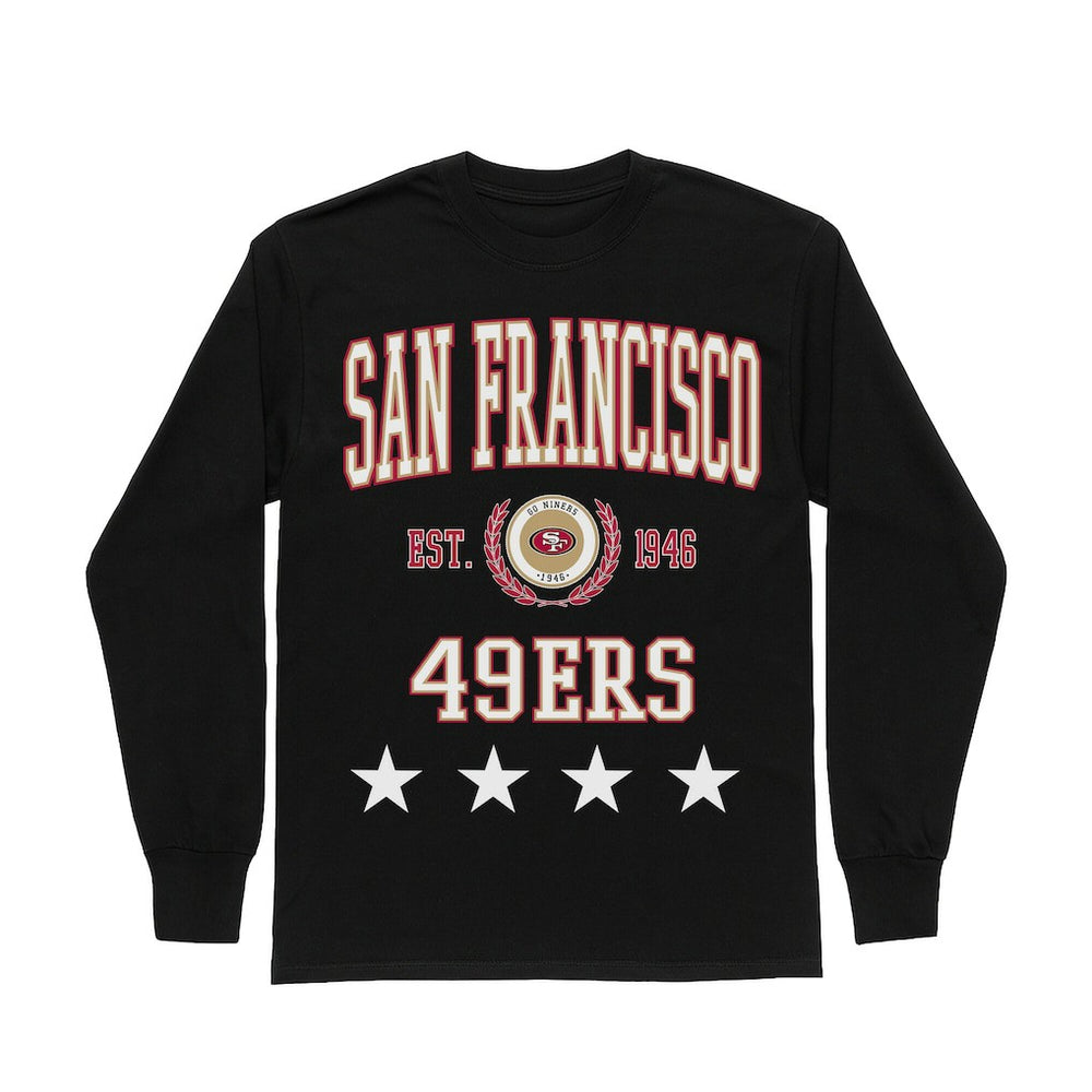 San Francisco 49ers Gameday Couture Women's Oversized Everyday Star Long Sleeve T-Shirt - Black online
