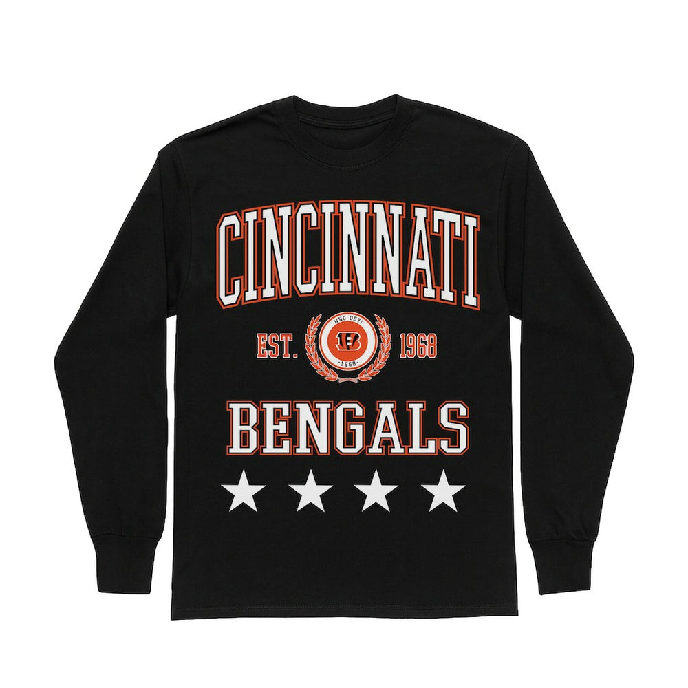 Cincinnati Bengals Gameday Couture Women's Oversized Everyday Star Long Sleeve T-Shirt - Black sale
