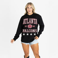 Atlanta Falcons Gameday Couture Women's Oversized Everyday Star Long Sleeve T-Shirt - Black sale