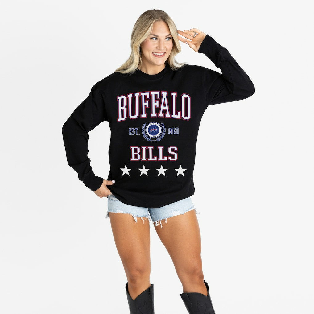 Buffalo Bills Gameday Couture Women's Oversized Everyday Star Long Sleeve T-Shirt - Black sale