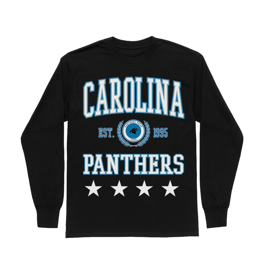 Carolina Panthers Gameday Couture Women's Oversized Everyday Star Long Sleeve T-Shirt - Black for sale