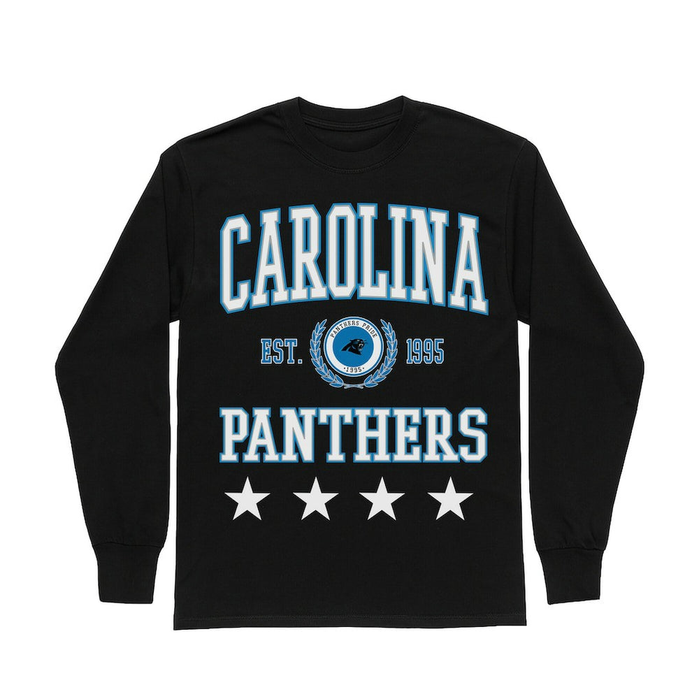 Carolina Panthers Gameday Couture Women's Oversized Everyday Star Long Sleeve T-Shirt - Black for sale