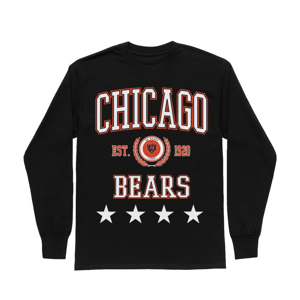 Chicago Bears Gameday Couture Women's Oversized Everyday Star Long Sleeve T-Shirt - Black on sale