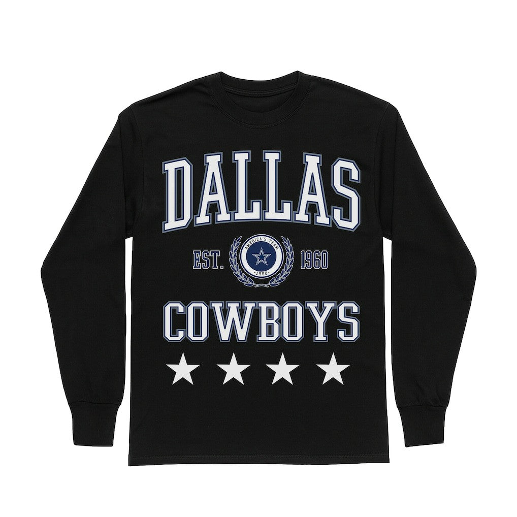 Dallas Cowboys Gameday Couture Women's Oversized Everyday Star Long Sleeve T-Shirt - Black sale