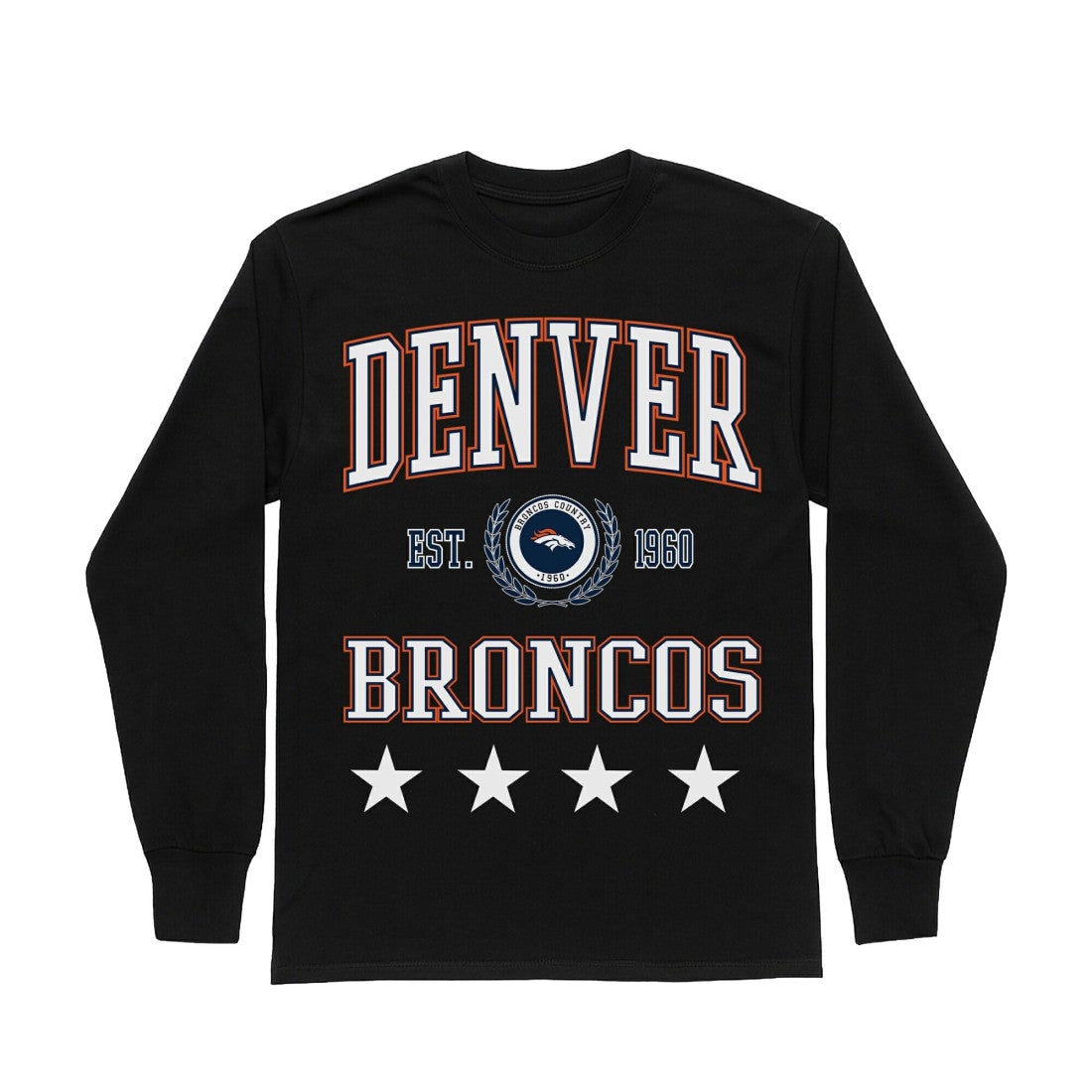 Denver Broncos Gameday Couture Women's Oversized Everyday Star Long Sleeve T-Shirt - Black discount