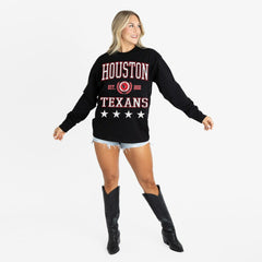 Houston Texans Gameday Couture Women's Oversized Everyday Star Long Sleeve T-Shirt - Black for sale