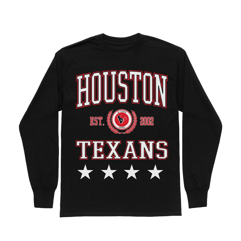 Houston Texans Gameday Couture Women's Oversized Everyday Star Long Sleeve T-Shirt - Black for sale