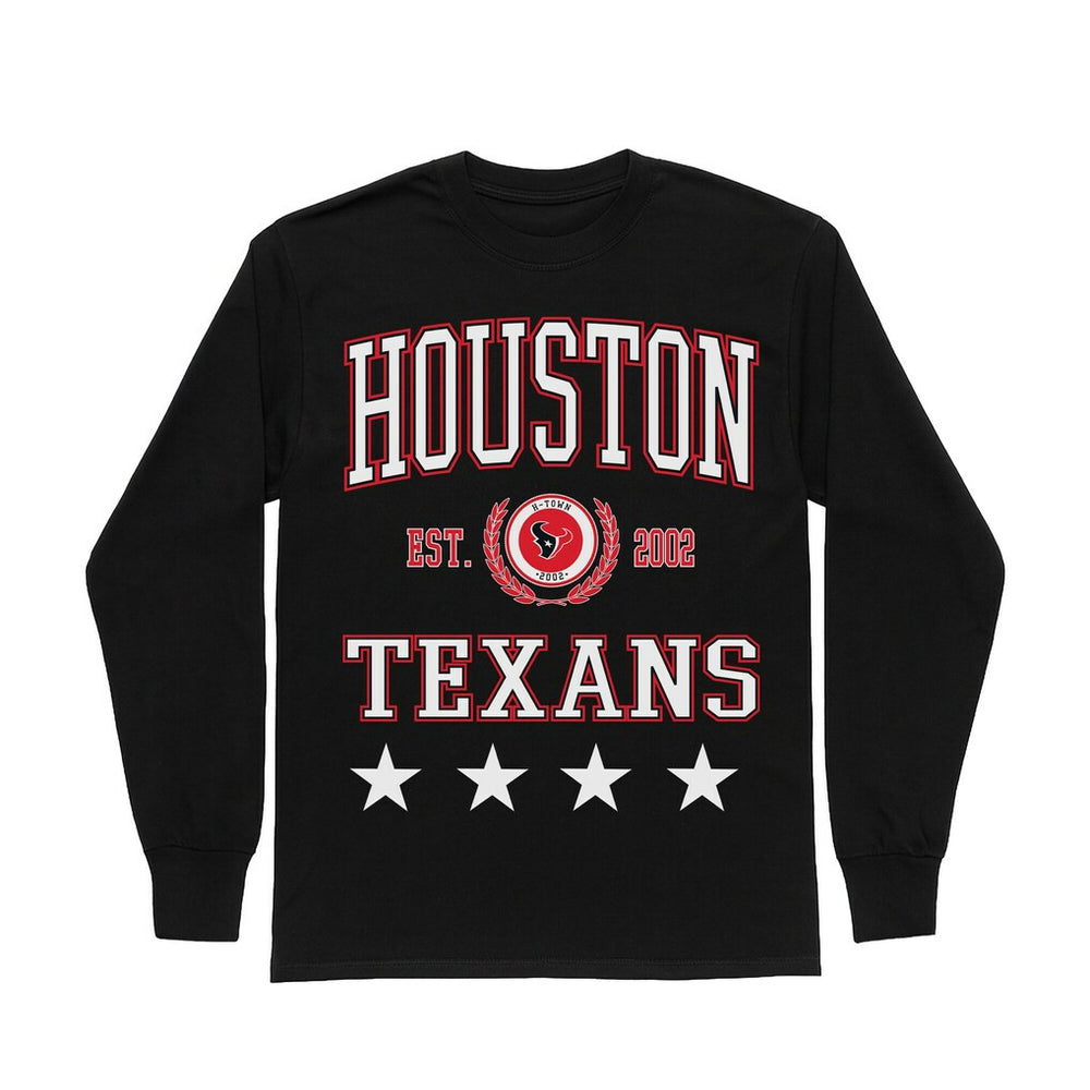 Houston Texans Gameday Couture Women's Oversized Everyday Star Long Sleeve T-Shirt - Black for sale