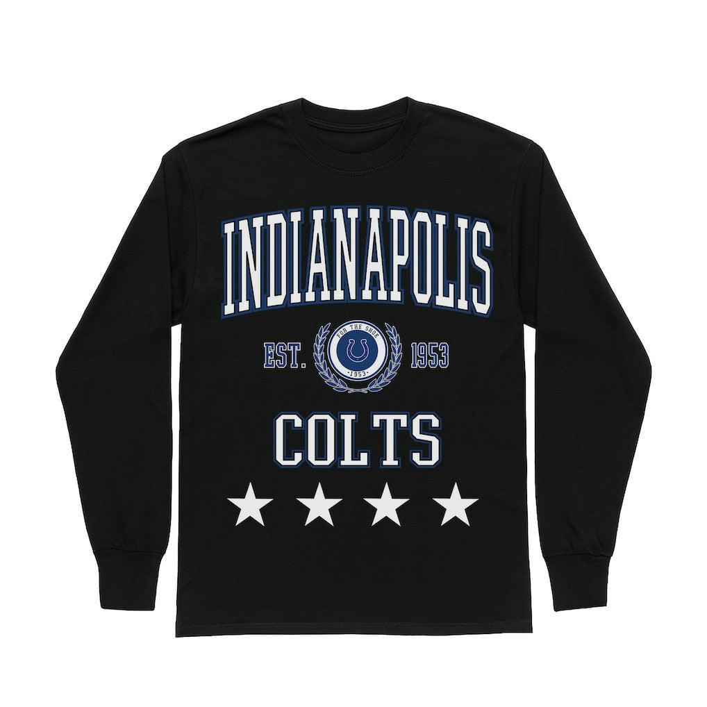 Indianapolis Colts Gameday Couture Women's Oversized Everyday Star Long Sleeve T-Shirt - Black cheap