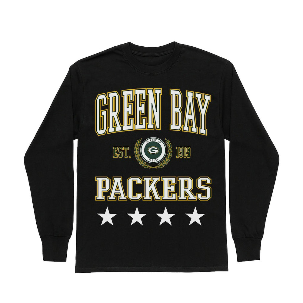 Green Bay Packers Gameday Couture Women's Oversized Everyday Star Long Sleeve T-Shirt - Black cheap