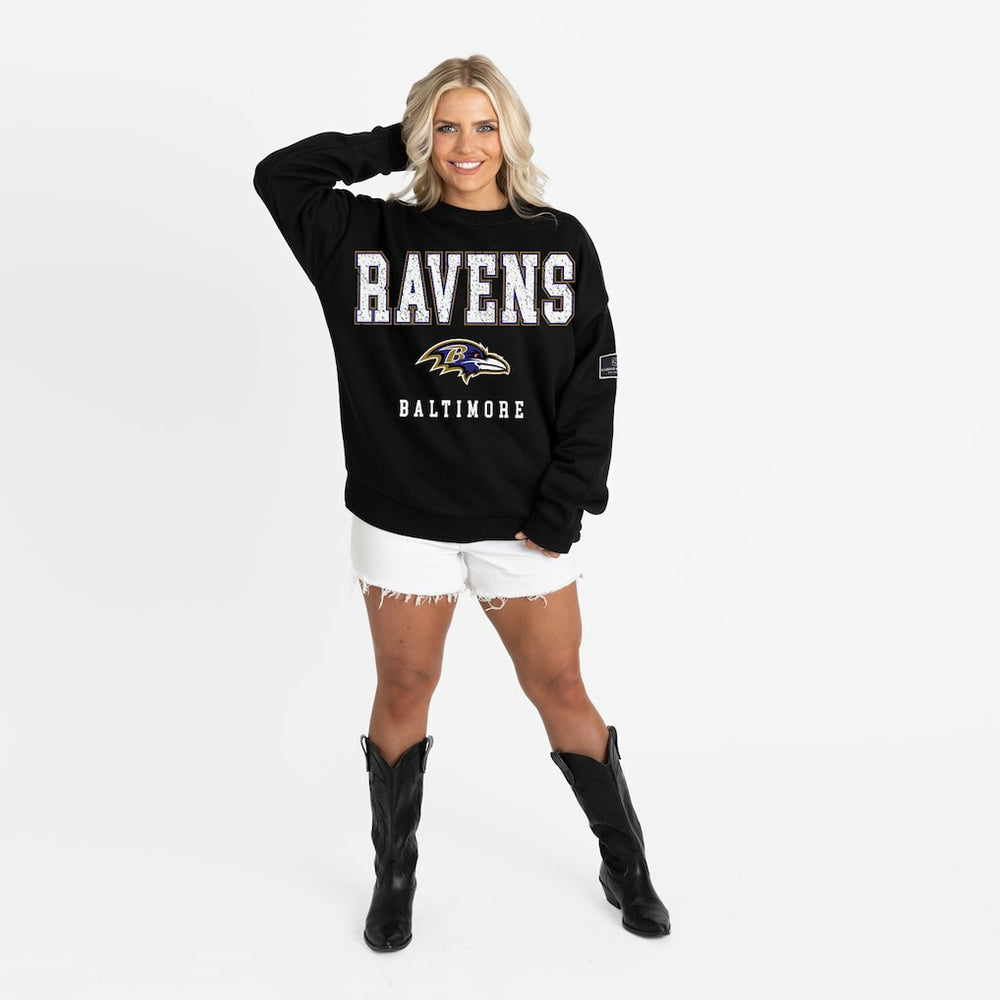 Baltimore Ravens Gameday Couture Women's Oversized Level Up Black Label Premium Fleece Sweatshirt - Black on sale