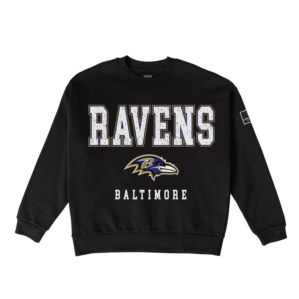 Baltimore Ravens Gameday Couture Women's Oversized Level Up Black Label Premium Fleece Sweatshirt - Black on sale