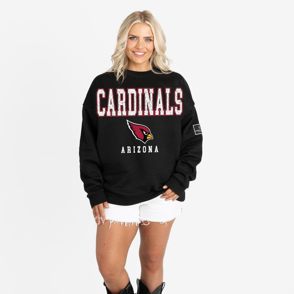 Arizona Cardinals Gameday Couture Women's Oversized Level Up Black Label Premium Fleece Sweatshirt - Black for sale