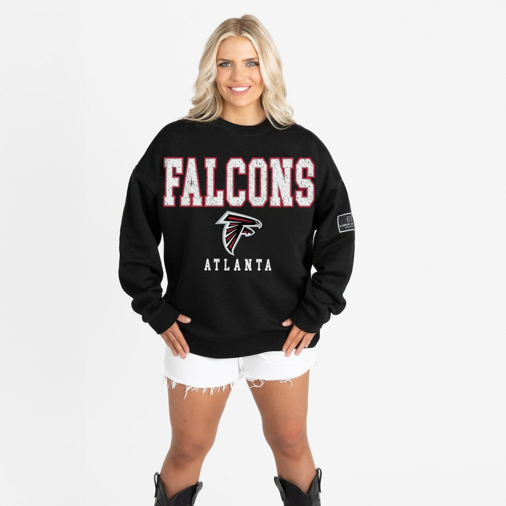 Atlanta Falcons Gameday Couture Women's Oversized Level Up Black Label Premium Fleece Sweatshirt - Black on sale
