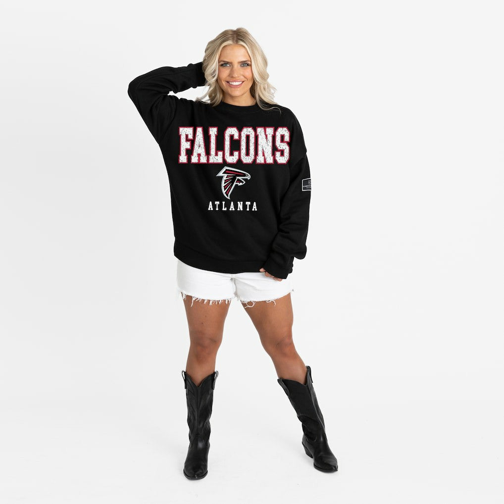 Atlanta Falcons Gameday Couture Women's Oversized Level Up Black Label Premium Fleece Sweatshirt - Black on sale