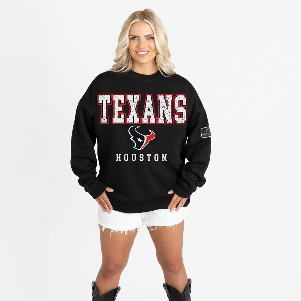 Houston Texans Gameday Couture Women's Oversized Level Up Black Label Premium Fleece Sweatshirt - Black outlet