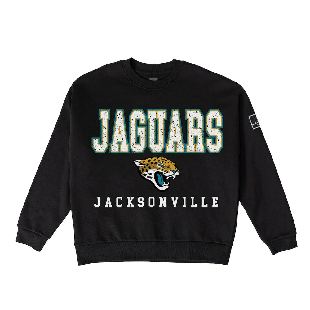 Jacksonville Jaguars Gameday Couture Women's Oversized Level Up Black Label Premium Fleece Sweatshirt - Black cheap
