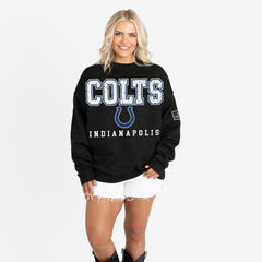 Indianapolis Colts Gameday Couture Women's Oversized Level Up Black Label Premium Fleece Sweatshirt - Black outlet