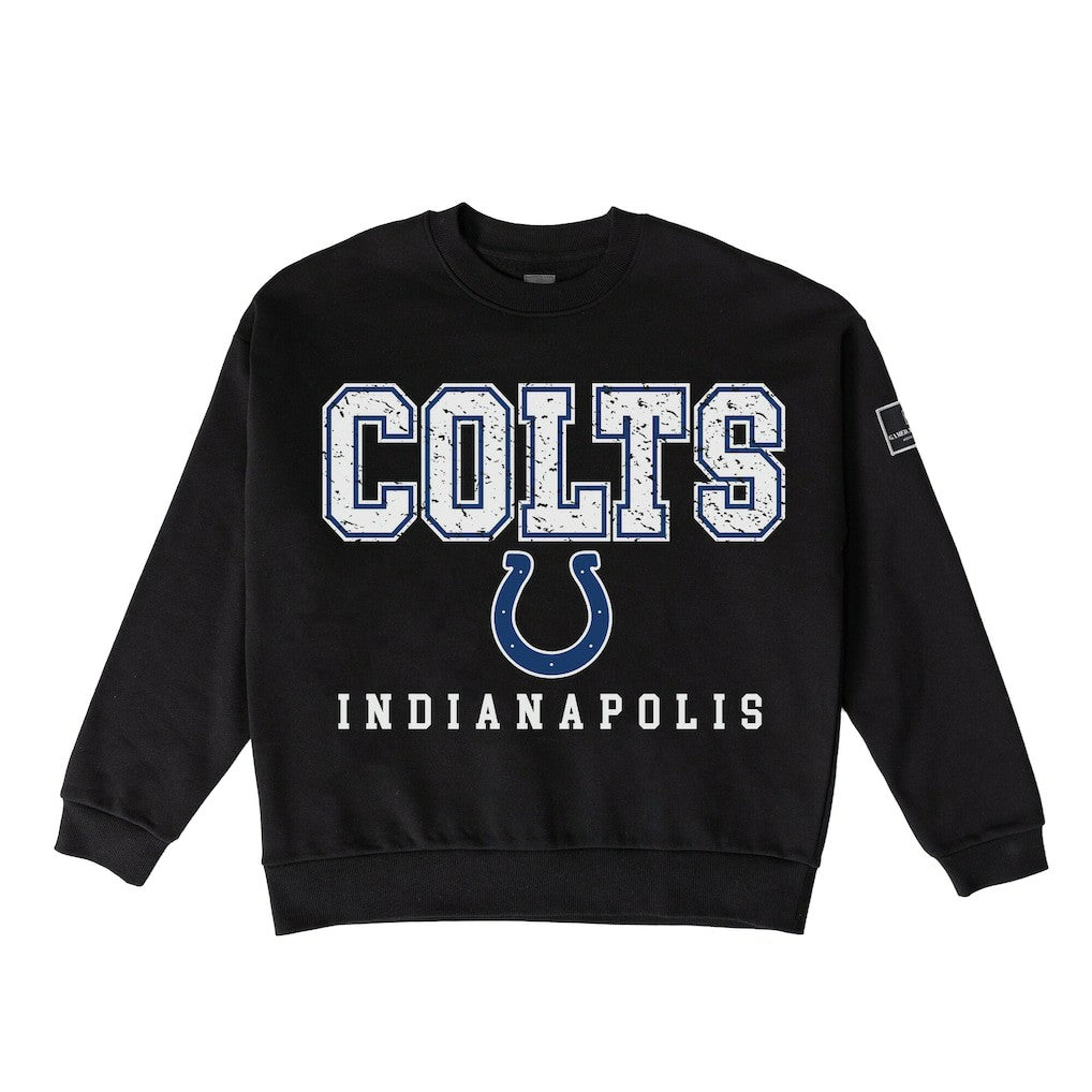 Indianapolis Colts Gameday Couture Women's Oversized Level Up Black Label Premium Fleece Sweatshirt - Black outlet
