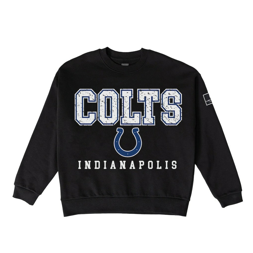 Indianapolis Colts Gameday Couture Women's Oversized Level Up Black Label Premium Fleece Sweatshirt - Black outlet