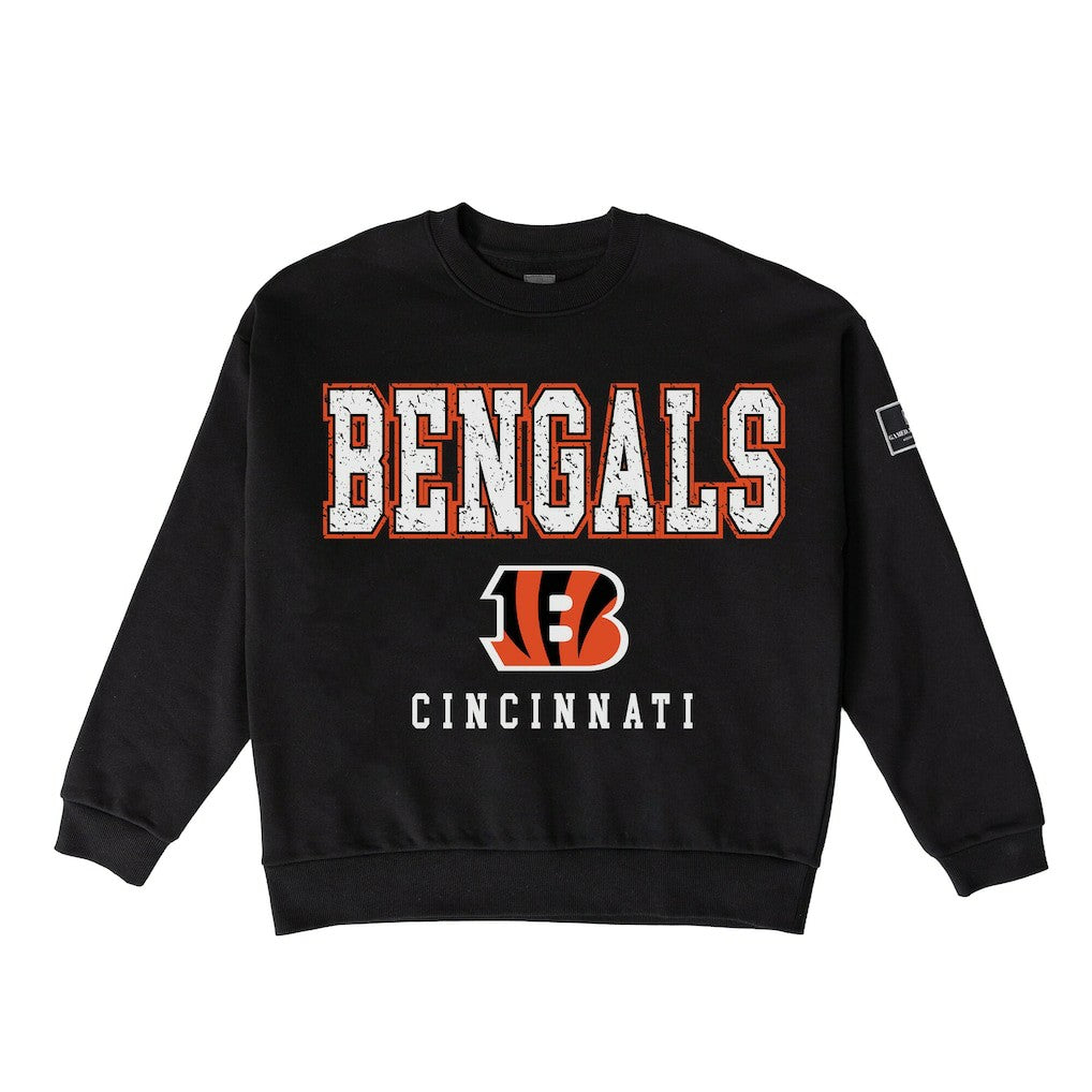 Cincinnati Bengals Gameday Couture Women's Oversized Level Up Black Label Premium Fleece Sweatshirt - Black discount