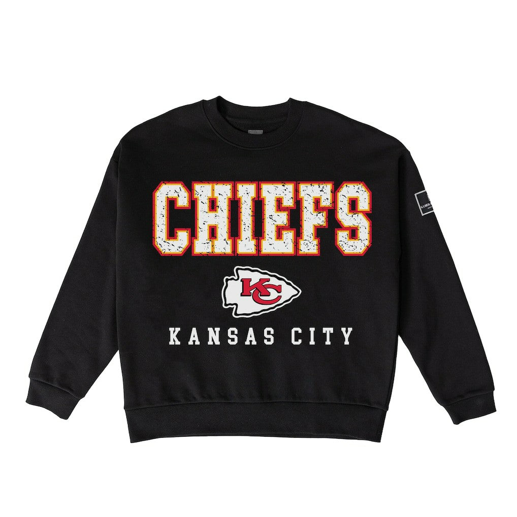 Kansas City Chiefs Gameday Couture Women's Oversized Level Up Black Label Premium Fleece Sweatshirt - Black for sale
