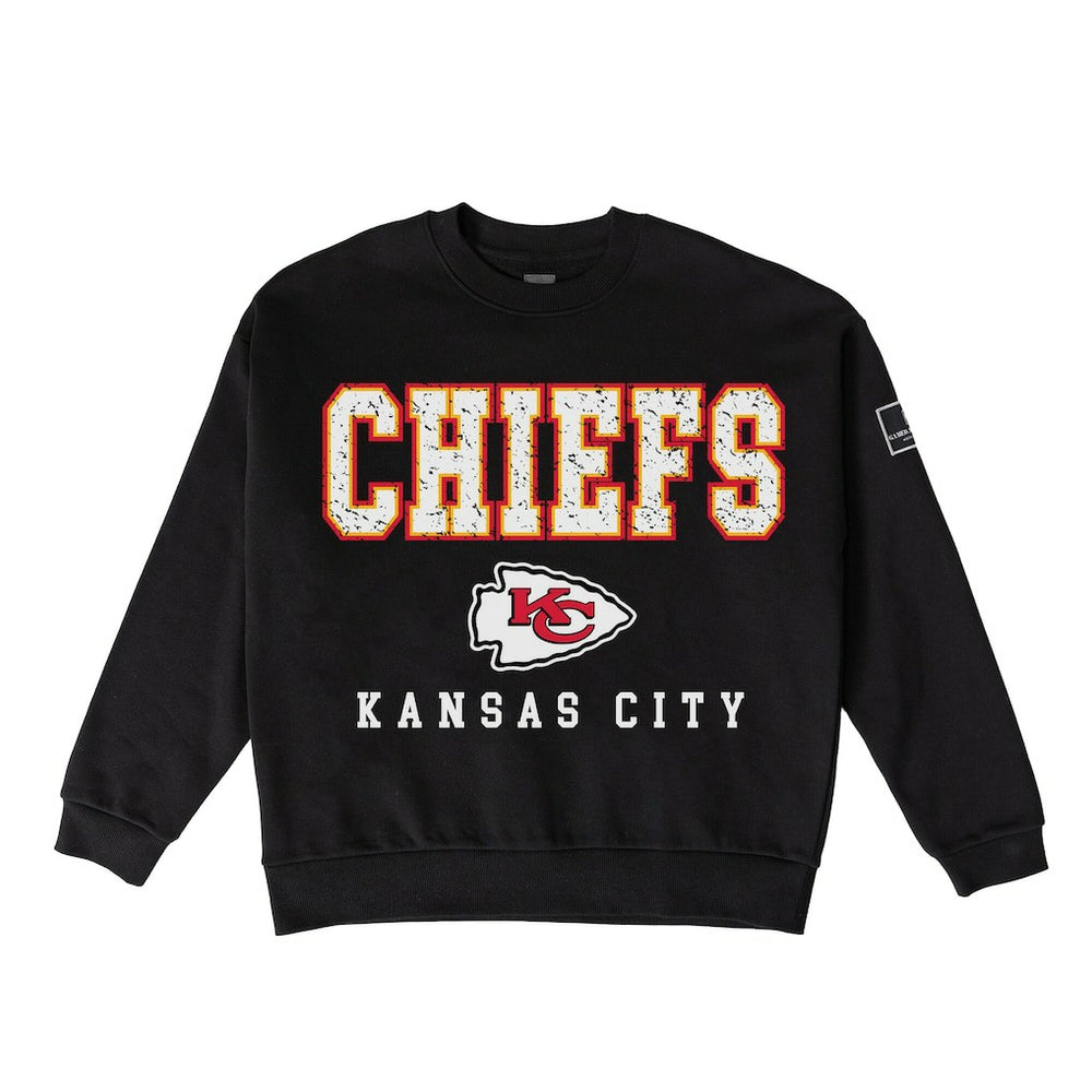 Kansas City Chiefs Gameday Couture Women's Oversized Level Up Black Label Premium Fleece Sweatshirt - Black for sale