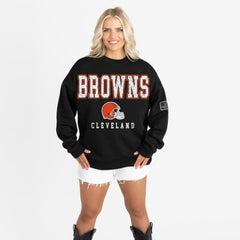Cleveland Browns Gameday Couture Women's Oversized Level Up Black Label Premium Fleece Sweatshirt - Black outlet