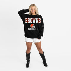 Cleveland Browns Gameday Couture Women's Oversized Level Up Black Label Premium Fleece Sweatshirt - Black outlet