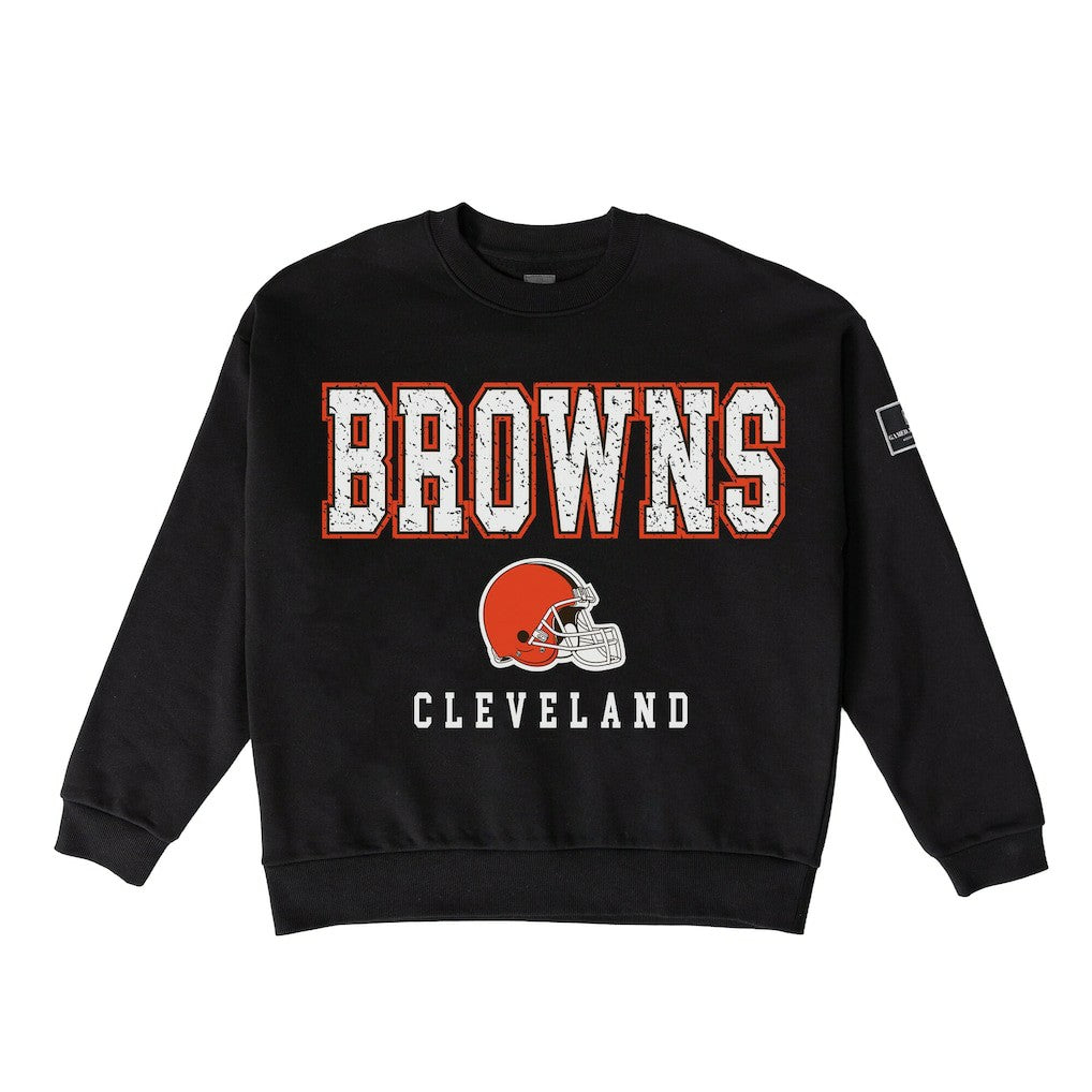 Cleveland Browns Gameday Couture Women's Oversized Level Up Black Label Premium Fleece Sweatshirt - Black outlet