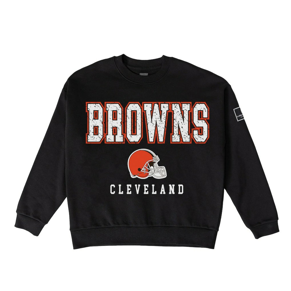 Cleveland Browns Gameday Couture Women's Oversized Level Up Black Label Premium Fleece Sweatshirt - Black outlet