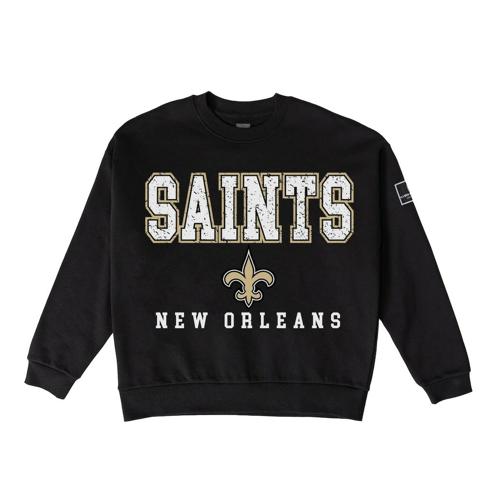 New Orleans Saints Gameday Couture Women's Oversized Level Up Black Label Premium Fleece Sweatshirt - Black outlet