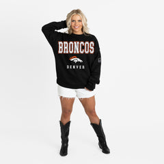 Denver Broncos Gameday Couture Women's Oversized Level Up Black Label Premium Fleece Sweatshirt - Black online