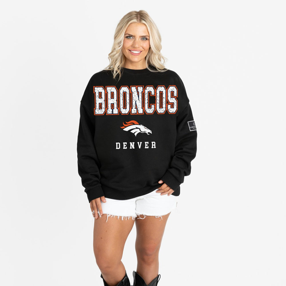 Denver Broncos Gameday Couture Women's Oversized Level Up Black Label Premium Fleece Sweatshirt - Black online