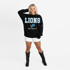 Detroit Lions Gameday Couture Women's Oversized Level Up Black Label Premium Fleece Sweatshirt - Black online