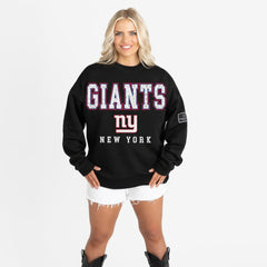 New York Giants Gameday Couture Women's Oversized Level Up Black Label Premium Fleece Sweatshirt - Black outlet