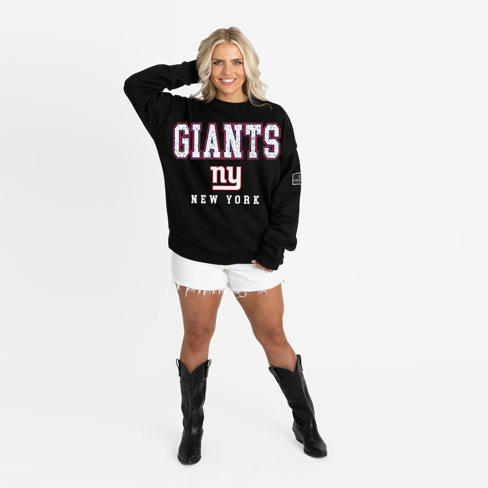 New York Giants Gameday Couture Women's Oversized Level Up Black Label Premium Fleece Sweatshirt - Black outlet