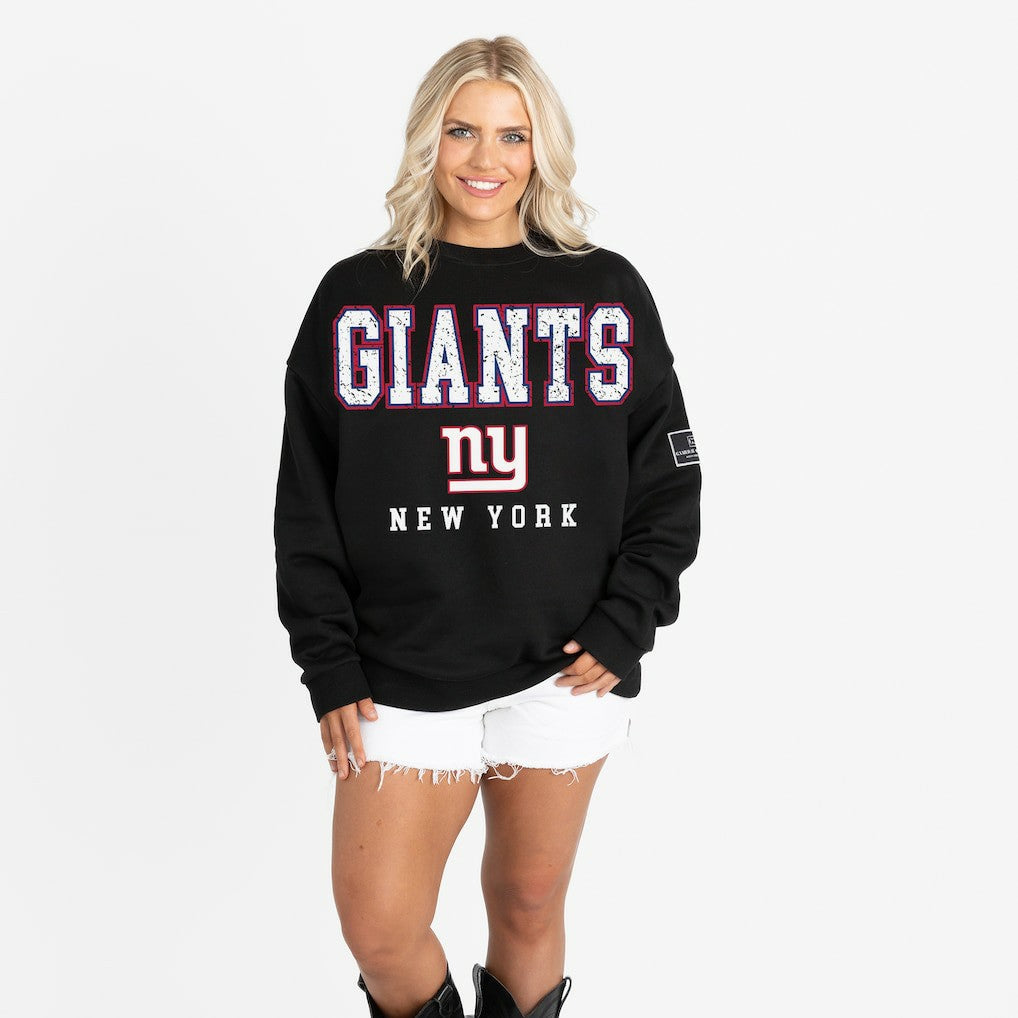 New York Giants Gameday Couture Women's Oversized Level Up Black Label Premium Fleece Sweatshirt - Black outlet