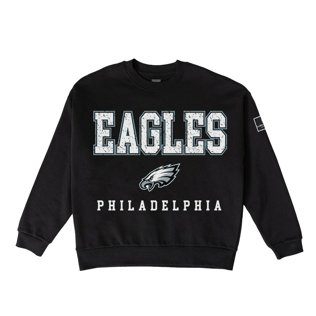 Philadelphia Eagles Gameday Couture Women's Oversized Level Up Black Label Premium Fleece Sweatshirt - Black for sale
