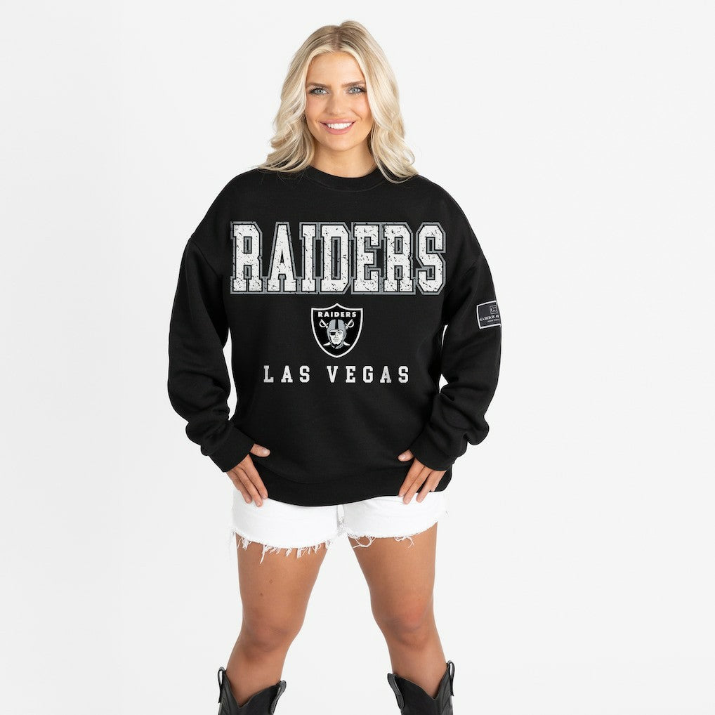 Las Vegas Raiders Gameday Couture Women's Oversized Level Up Black Label Premium Fleece Sweatshirt - Black sale