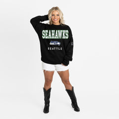Seattle Seahawks Gameday Couture Women's Oversized Level Up Black Label Premium Fleece Sweatshirt - Black on sale