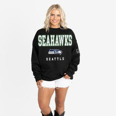 Seattle Seahawks Gameday Couture Women's Oversized Level Up Black Label Premium Fleece Sweatshirt - Black on sale