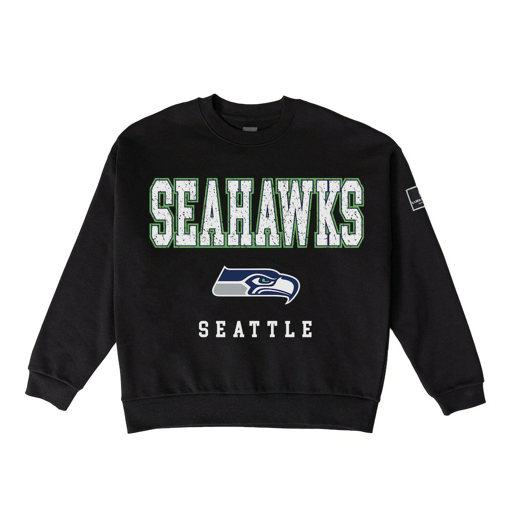 Seattle Seahawks Gameday Couture Women's Oversized Level Up Black Label Premium Fleece Sweatshirt - Black on sale