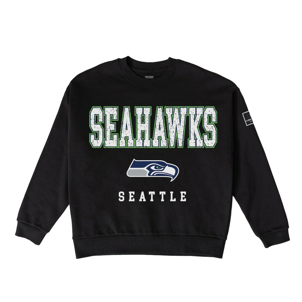 Seattle Seahawks Gameday Couture Women's Oversized Level Up Black Label Premium Fleece Sweatshirt - Black on sale
