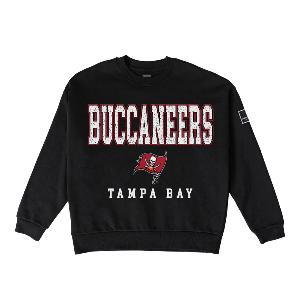 Tampa Bay Buccaneers Gameday Couture Women's Oversized Level Up Black Label Premium Fleece Sweatshirt - Black on sale