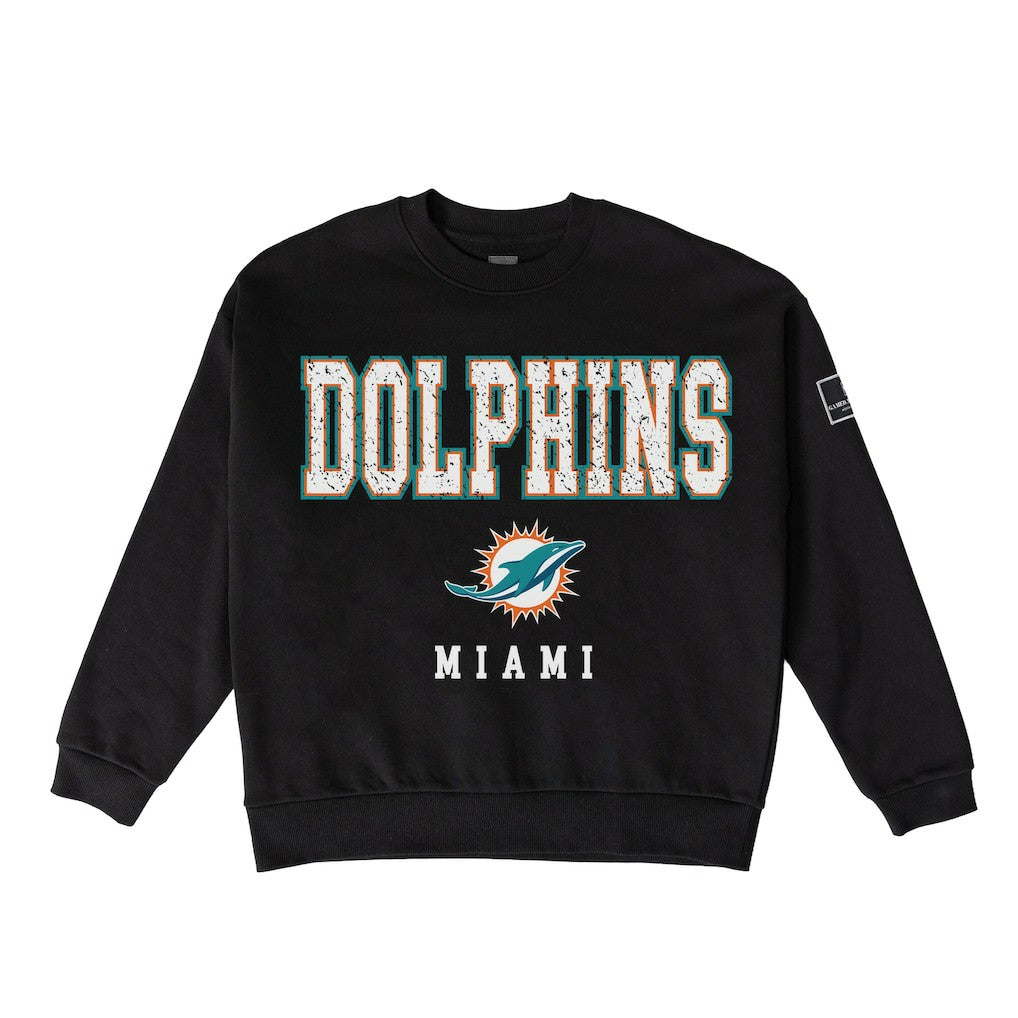 Miami Dolphins Gameday Couture Women's Oversized Level Up Black Label Premium Fleece Sweatshirt - Black cheap