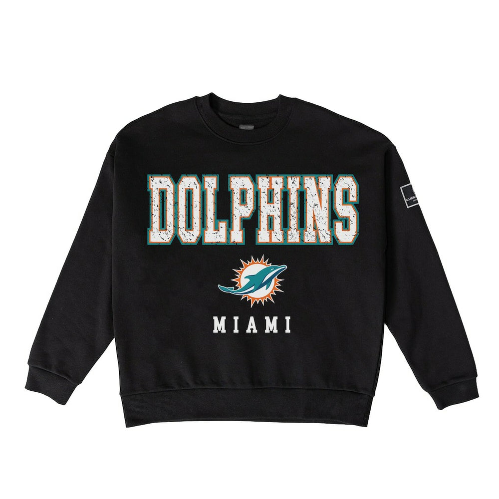Miami Dolphins Gameday Couture Women's Oversized Level Up Black Label Premium Fleece Sweatshirt - Black cheap