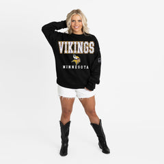 Minnesota Vikings Gameday Couture Women's Oversized Level Up Black Label Premium Fleece Sweatshirt - Black for sale