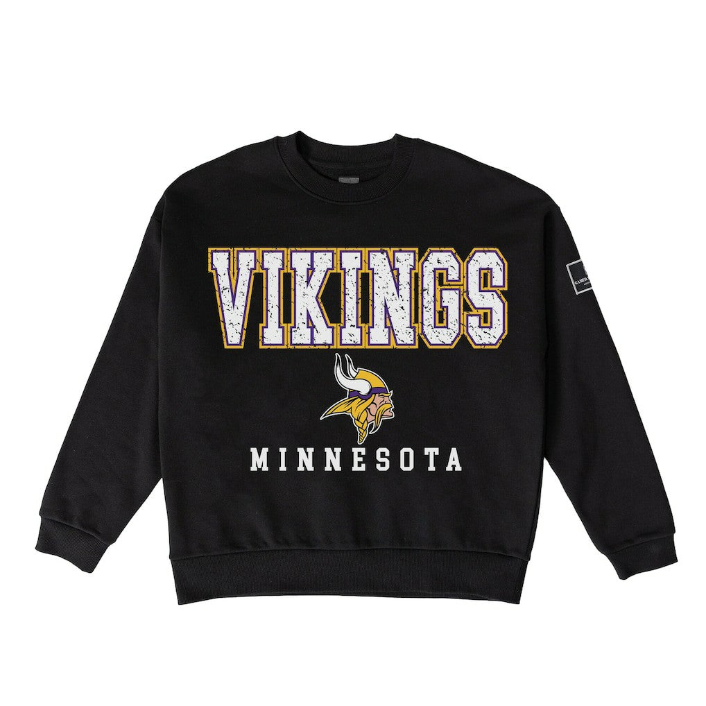 Minnesota Vikings Gameday Couture Women's Oversized Level Up Black Label Premium Fleece Sweatshirt - Black for sale